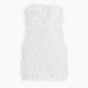 NWT Lamarque Ostrich Feather Strapless Dress Mini Small